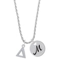 thumbnail image 1 of Delight Jewelry Silvertone Large Greek Letter - Delta - Silvertone Script Initial Disc - M - Charm Necklace, 20"+3", 1 of 4