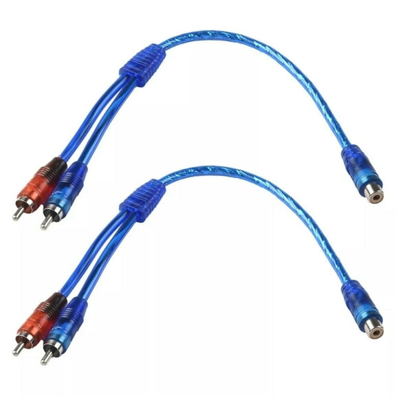 RCA 1 Female to 2 Male Connector Y Splitter Audio Jack Cable Adapter (2Pack)