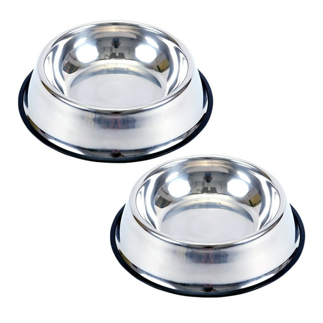 Cuencos de acero inoxidable para perros, comida y agua, antideslizantes, apilables, platos para cachorros (paquete de 2)