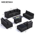 thumbnail image 6 of MRUAKA 10 Pieces Patio Conversation Set With Firepit, Outdoor Sectional PE Rattan Wicker Furniture Seat,BLACK, 6 of 6