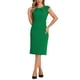 thumbnail image 1 of Vestido elegante de mujer Inspire Chic con mangas de capucha, ceñido con cinturón, ideal para el trabajo, color verde, talla S, 1 of 6