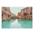 thumbnail image 1 of Venice Cutting Board, Water Canal and Bridge Typical Venetian Architecture Buildings and a Boat, Decorative Tempered Glass Cutting and Serving Board, Large Size, Turquoise Cinnamon, by Ambesonne, 1 of 1