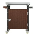 thumbnail image 6 of Outdoor Grill Cart, Stainless Steel Tabletop with Storage, Wheels & Spice Rack, Waterproof Patio Kitchen Island, Movable BBQ Serving Cart, 6 of 7