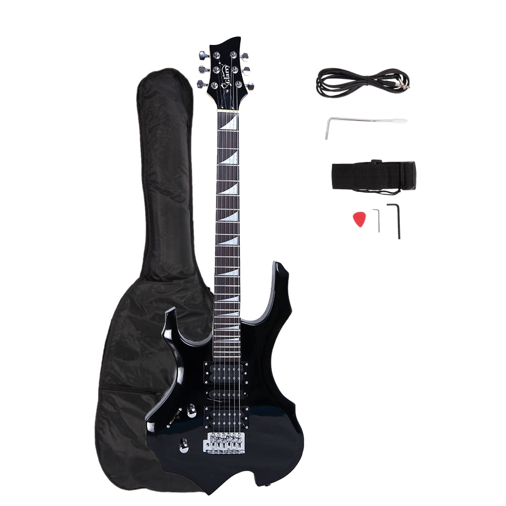 Lowestbest Flame Left Hand Electric Guitar with HSH Pickup Shaped Electric Guitar Pack Strap Picks Shake Cable Wrench Tool, Black Lowestbest Flame Left Hand Electric Guitar with HSH Pickup Shaped Electric Guitar Pack Strap Picks Shake Cable Wrench Tool, Black