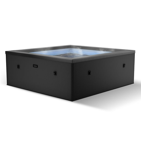 Wave Garda 4-Person Square Eco-Foam Hot Tub | 70-Jet Massage & Wi-Fi Eco Heater | Charcoal Black