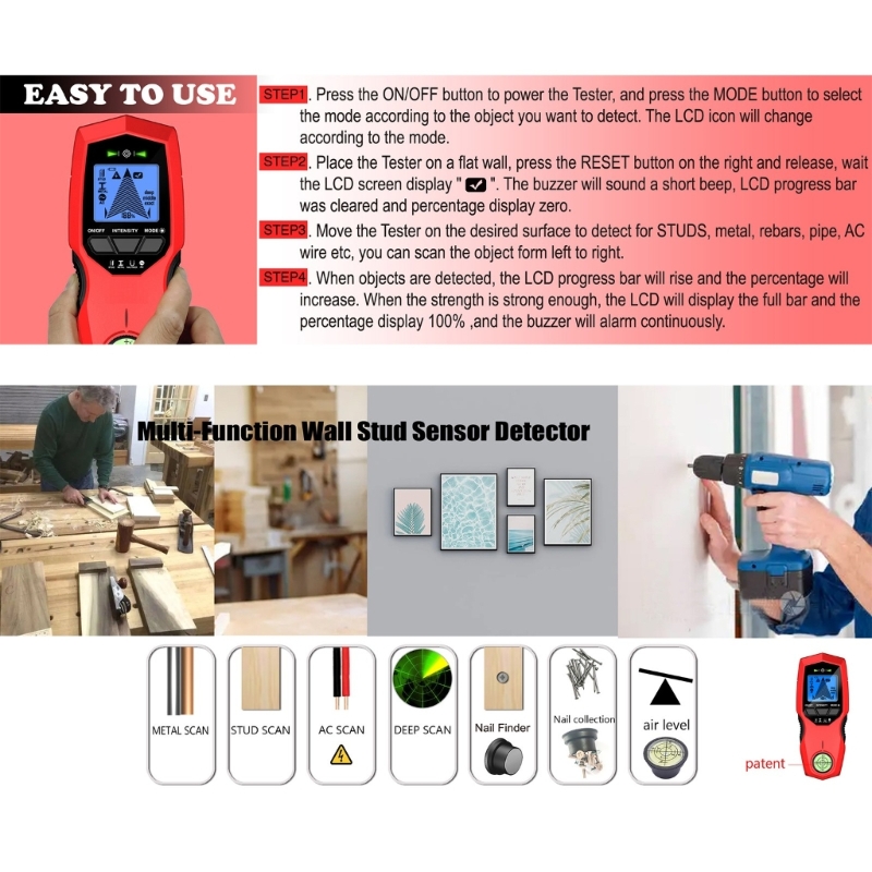 Handheld Wall Scanners Wall Beam Finders for Wood Metal Electrical Wire Detection