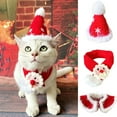 thumbnail image 2 of Pet Christmas Costume Dogs Cats Hat Cape Scarf Christmas Series Pattern Dress-up Skin Friendly Pet Cosplay Christmas Cone Hat Scarf Shawl Pet Photo Props, 2 of 8
