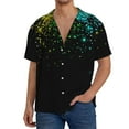 thumbnail image 1 of Fotbe Night Rainbow Sparkles Camisa Estampada de Manga Corta para Hombre, Casual de Verano, Estilo Playero, Sin Arrugas-3X-Large, 1 of 5