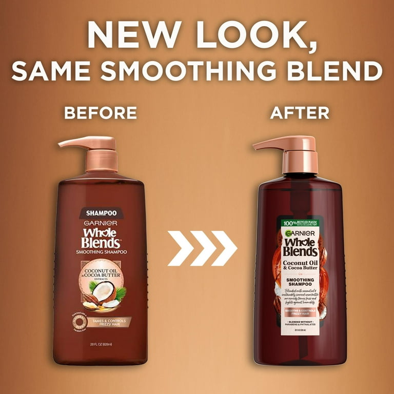 Garnier Whole Blends Shampoo, Smoothing, Coconut Oil & Cocoa Butter Extracts - 28 fl oz