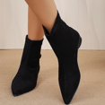 thumbnail image 2 of WAVSUF Women's Ankle Boots Anti Slip Pointed Toe Soft Sole Wide Width Suede Flat Boots Black 6, 2 of 9