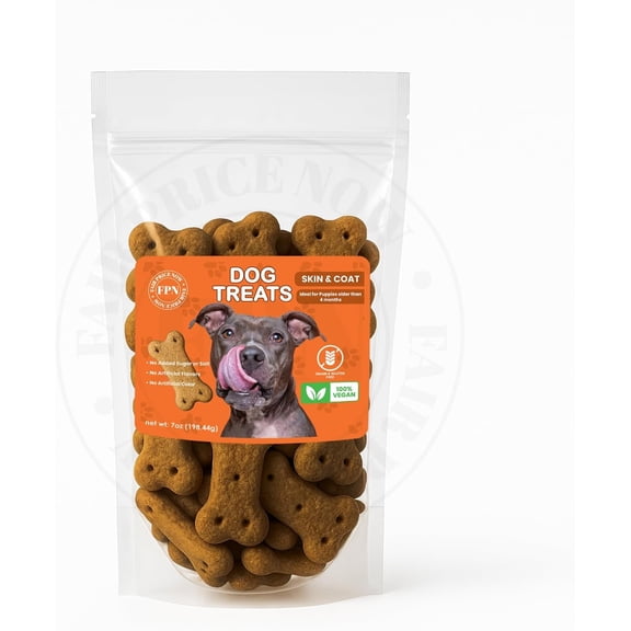 FPN Vegan Dog Treats Skin & Coat Support, 198g Grain-Free Superfood Biscuits with Coconut Oil, Chia & Sweet Potato, Hypoallergenic Snacks for Dogs