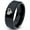 Black Bevel Polish Tungsten, variant on Tungsten Paw Print Heart Shaped Band Ring 8mm Men Women Comfort Fit Black Dome Polished