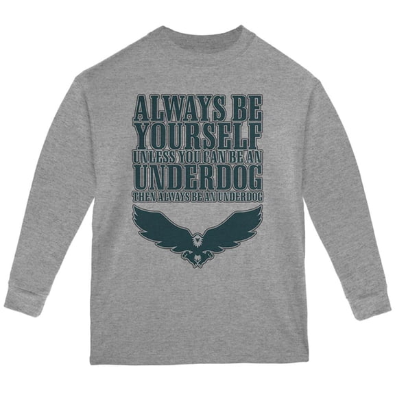 Always Be Yourself Underdog Eagle Youth Long Sleeve T Shirt Storm Grey YXL
