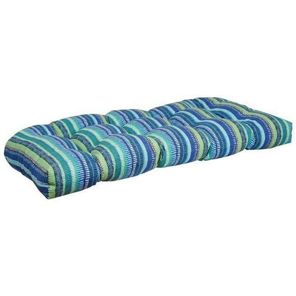 Blazing Needles Outdoor Rounded Back Loveseat Cushion, 42" x 19", Baranquilla Curacao