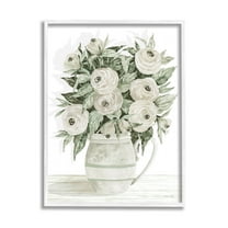 Stupell Industries White Ranunculus Blossoms Flower Vase Painting White Framed Art Print Wall Art, Design by Cindy Jacobs
