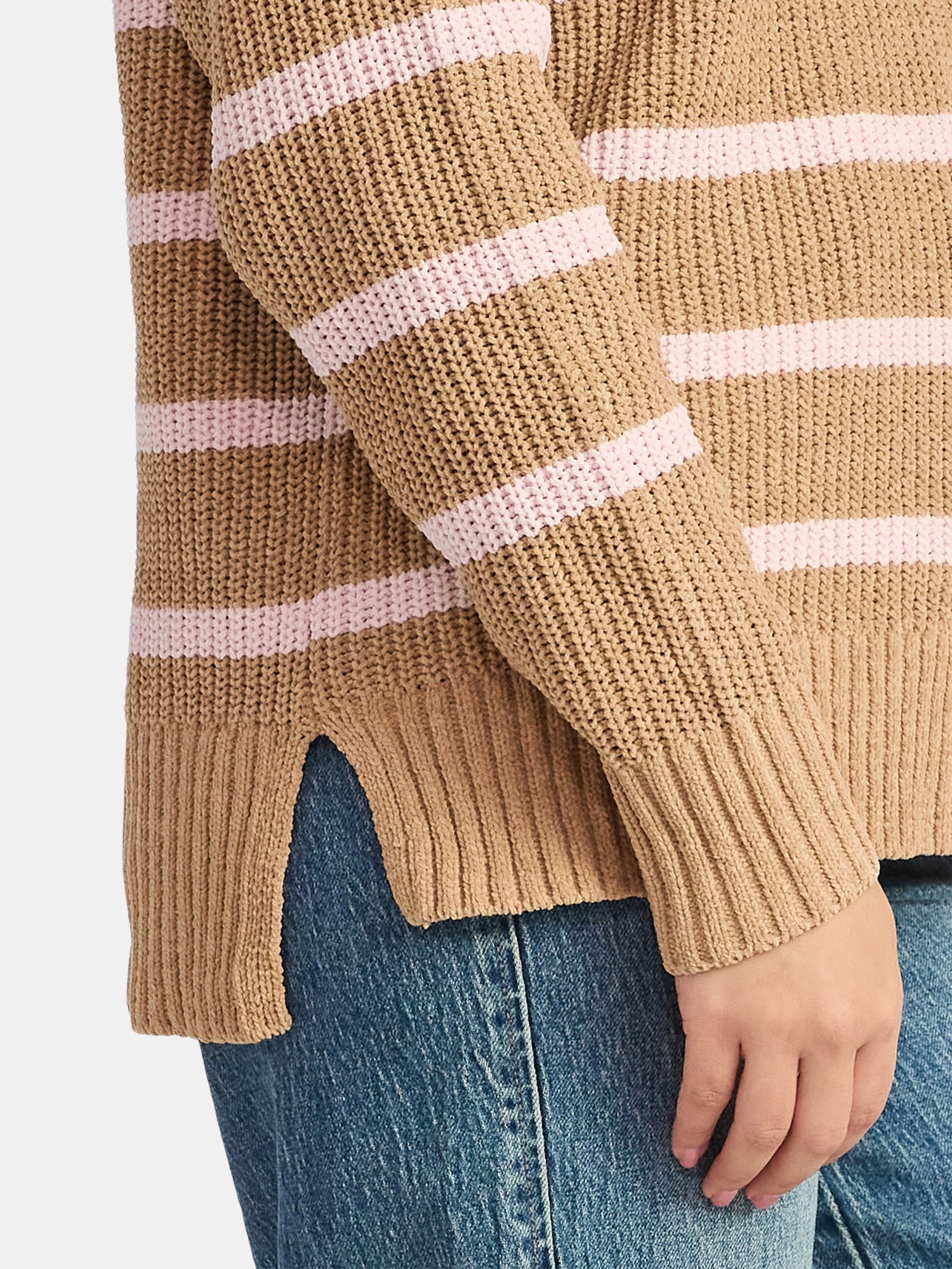 Time and Tru Women's Chenille Sweater with Long Sleeves, Midweight, Sizes XS-XXXL