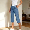 thumbnail image 2 of Capri Jeans for Stretch Casual Elastic Waist Wide Straight Leg Plus Size Pull On Denim Capris Loose Summer Pants Workout Pants with Pockets for Women, 2 of 5