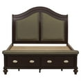 thumbnail image 2 of Stoe Queen Sleigh Bed- Padded Headboard- Storage Footboard- Brown Wood, 2 of 6