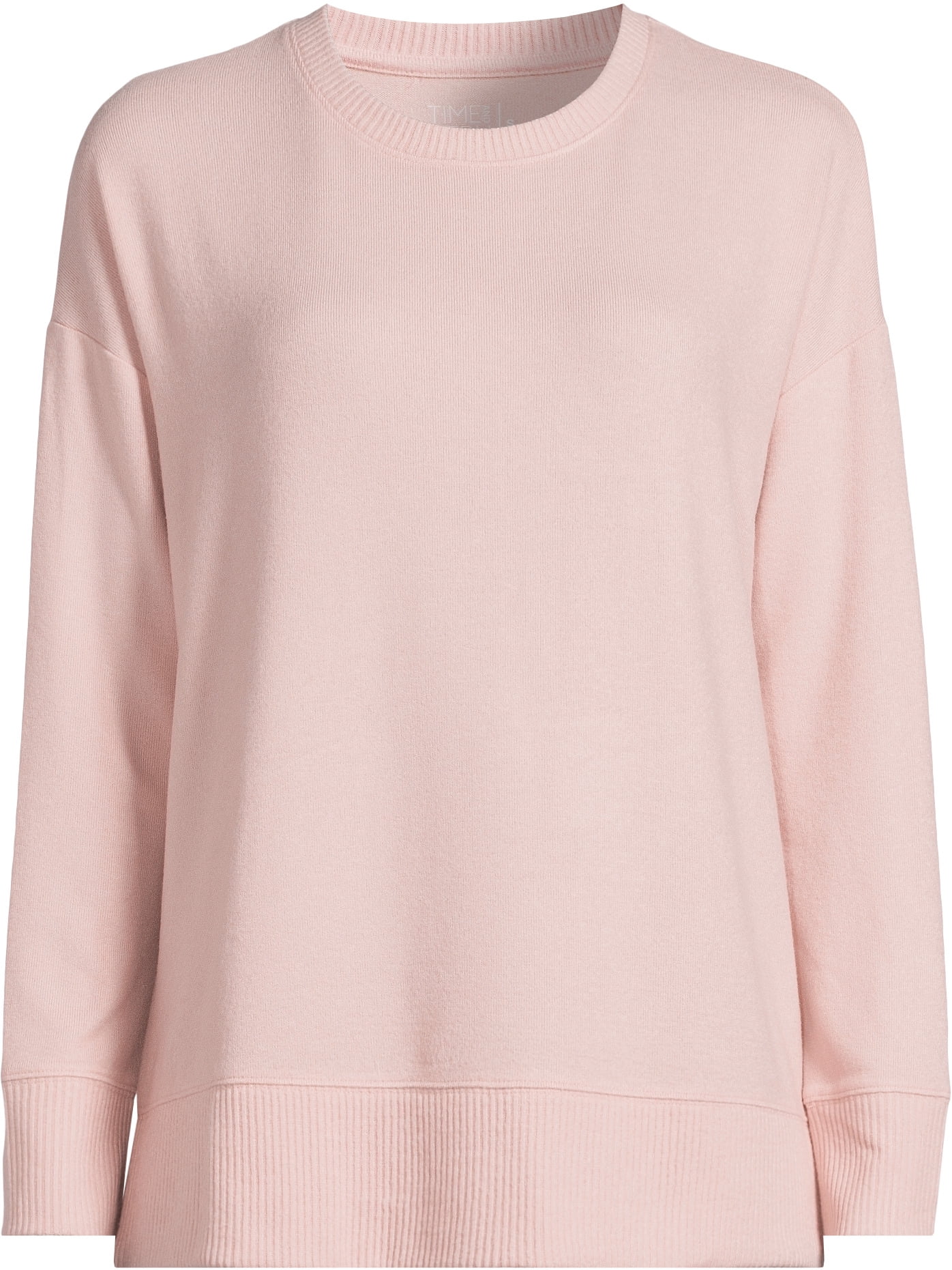 Time and Tru Women's Hacci Knit Pullover with Long-Sleeves, Single and 2-Pack, Sizes XS - XXL