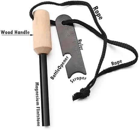 Jointown 4 Pack 5/16 Ferro Rod Fire Starter with Multi Tool Striker Flint and Steel Survival for Camping, Hiking, Emergency and Addition to Your Emergency Survival Kit