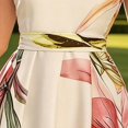 thumbnail image 4 of Zehjuhan Women's Flowy Sleeveless Maxi Dress with Ruching Tie Waist & A-Line Silhouette – Floral Print for Party & Vacation Apricot，S, 4 of 6
