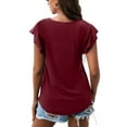thumbnail image 6 of Womens Summer Tops Dressy Casual Ruffle Short Sleeve Crewneck Shirts Solid Color Loose Fit Basic T Shirts Tunic Blouses, 6 of 6