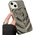 thumbnail image 2 of Compatible with iPhone Case,Electroplate 3D Heart Water Ripple Curly Wave Pattern Silicone Bumper Protection Soft Shockproof Cover Phone Case (Purple,iPhone 14), 2 of 6