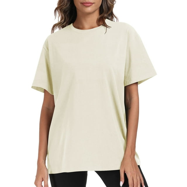 asjyhkr T-Shirts en Coton pour Femmes Col Rond Manches Courtes Couleur Unie Hauts d'Été Légers T-Shirts Basiques