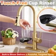 thumbnail image 3 of Sunrinx Brushed Gold 3-in-1 Kitchen Sink Faucet,High-Arc Design Kitchen Faucet with Pull-Down Sprayer, 3 Function Spray Modes Kitchen Faucets for Modern Kitchen with Press-Type Glass Rinser, 3 of 10