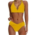 thumbnail image 3 of Enjoytime Bikini Sets for Women Sporty Two Piece Swimsuits Solid Color Halter Swim Top with High Waisted Bottom Bathing Suits for Women Tummy Control, 3 of 6