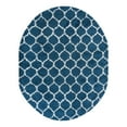 thumbnail image 3 of Unique Loom Trellis Shag Collection Area Rug - Ruby (7' 10" x 10' Oval Navy Blue/Ivory), 3 of 11