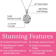 Cate & Chloe Mariah 18k White Gold Plated Halo Pendant Necklace with Simulated Diamonds for Women