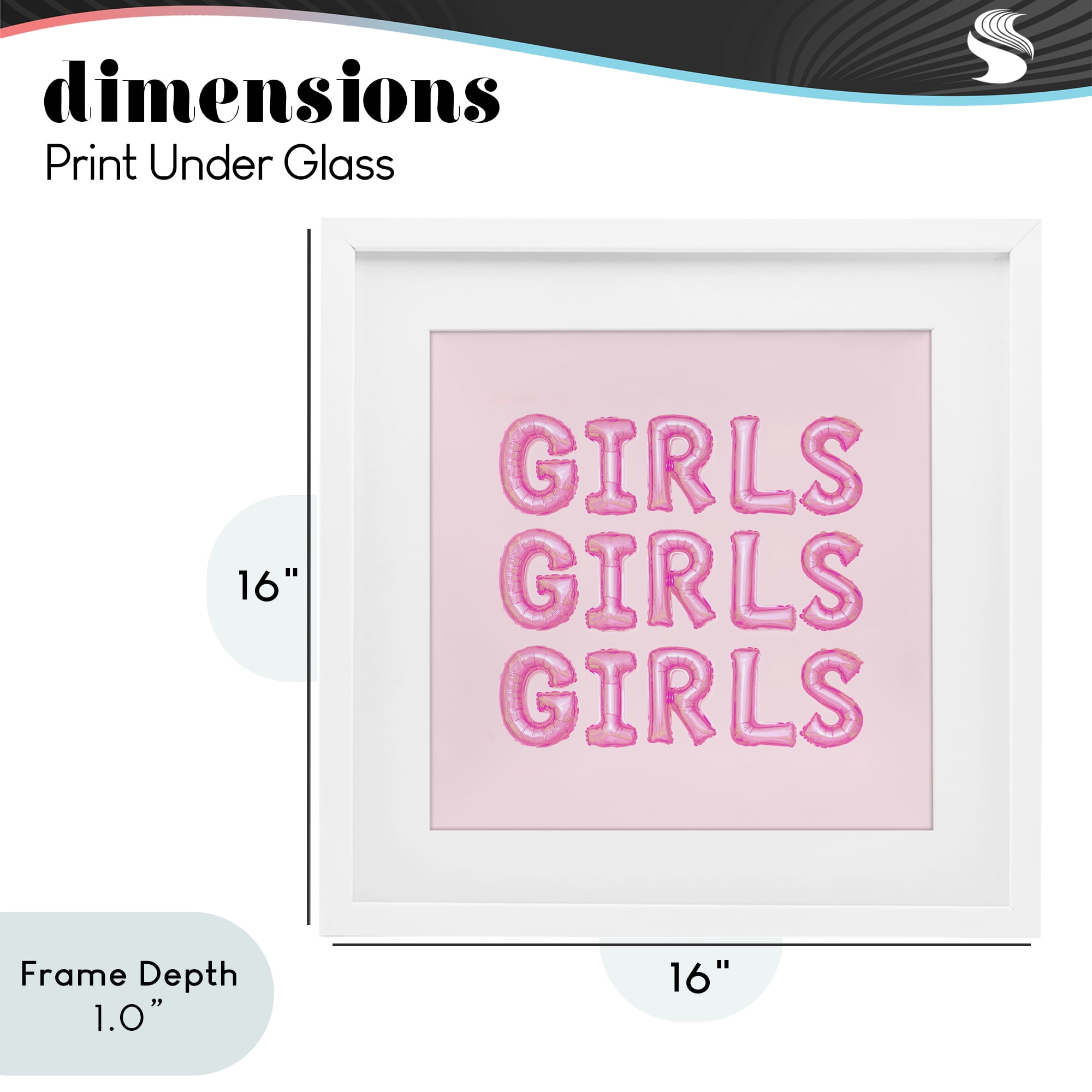 Stupell Industries Girls Letters Party Balloons White Framed Print Under Glass, design by LISH Creative