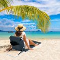 thumbnail image 2 of FYBTO Chaise de Plage Portable, Chaise de Camping, Chaise de Plage Pliante avec Support Dorsal et Sac de Rangement, Chaise de Plage Inclinable Réglable Légère pour Voyage Pêche Randonnée (Longue, Bleu Profond)-1067, 2 of 5