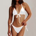 thumbnail image 2 of 2 Piece Swimsuit for Women Separates Bikini Set High Waisted Stylish Solid Color White Womens Bathing Suits XL, 2 of 3