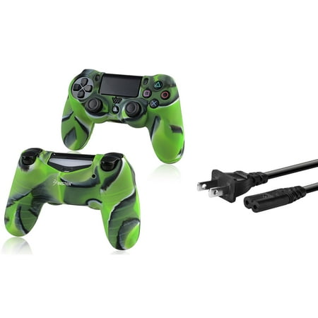 ps4 controller skin by Insten US 2-Prong Port AC Power Cord/Cable+Camouflage Navy Green Skin Case Cover for Sony PS4 Playstation 4