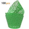GOLF 100Pcs Cupcake Wrappers Artistic Bake Cake Paper Filigree Little Vine Lace Laser Cut Liner Baking Cup Wraps Muffin CaseTrays for Wedding Party Birthday Decoration (Green)