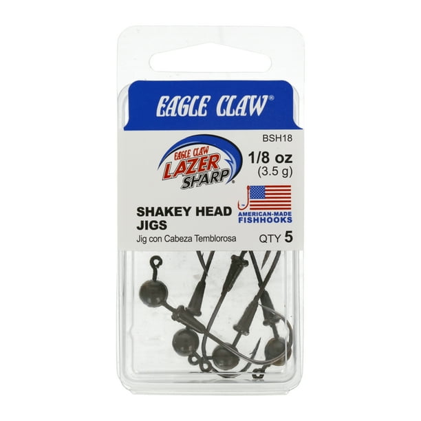 Eagle Claw Shakey Jig Head, Green Pumpkin, 1/8 oz.