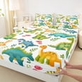 thumbnail image 3 of Castle Fairy Cute Dino Twin Sheet Sets,Jungle Wildlife Dinosaur Bedding, 3 of 7