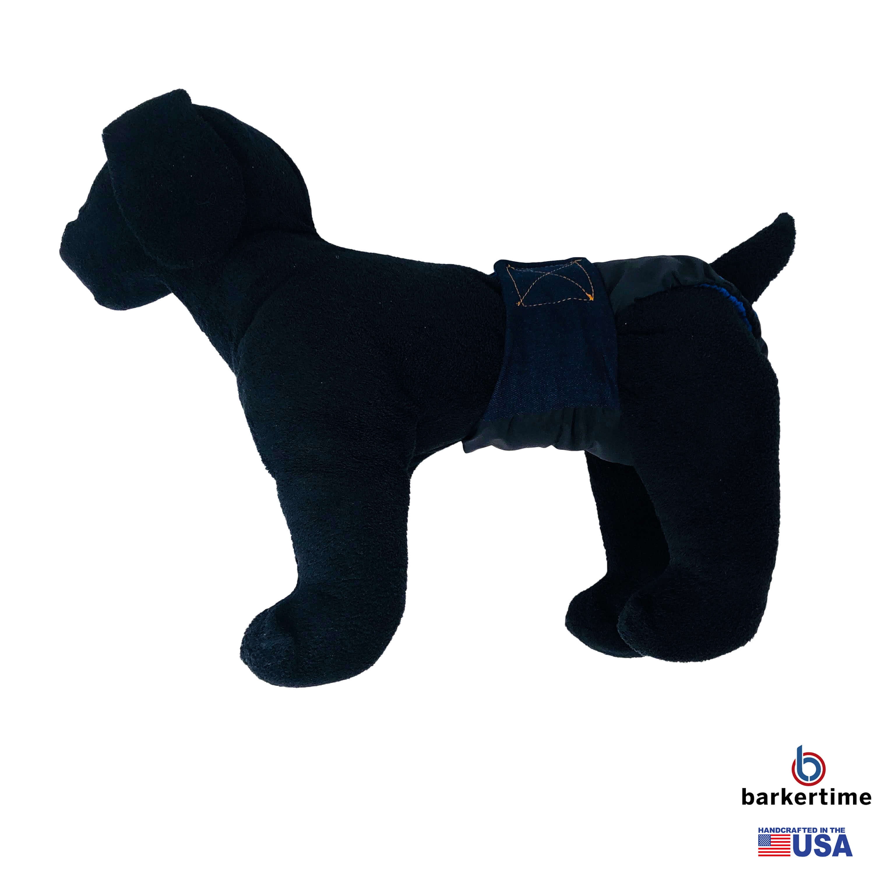 Barkertime Denim on Black Dog Diaper