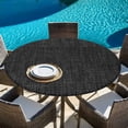 thumbnail image 6 of Black Burlap Texture Round Tablecloth, Fitted Table Cover with Elastic for 55"-60" Round Tables, Farmhouse Vintage Black Table Cloth Outdoor Indoor Dinning Party Waterproof Tablecloths, 6 of 7