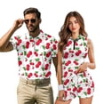 thumbnail image 2 of KUIFORTI Funny Cherry Print Matching Couple Golf Shirts, His and Hers Quarter Zip Quick Dry Lapel Sport Outfits, Mr and Mrs Gifts for Golf Tennis Summer Casual Wear, 2 of 5