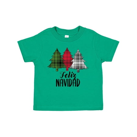 

Inktastic Feliz Navidad Plaid Trees Gift Toddler Boy or Toddler Girl T-Shirt