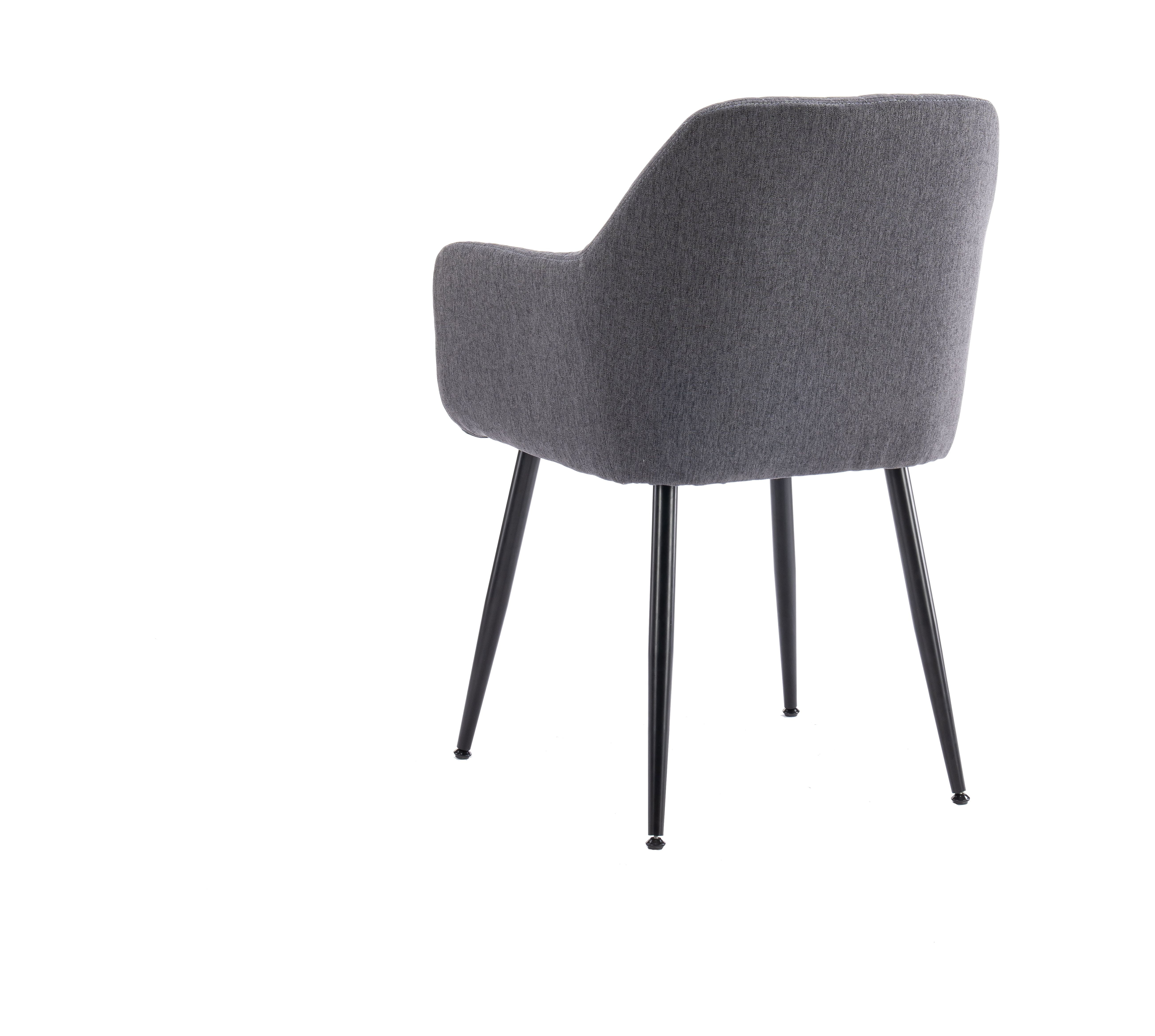 Mainstays Dining Chair in Dark Grey Linen with Black Legs, 2 Pack