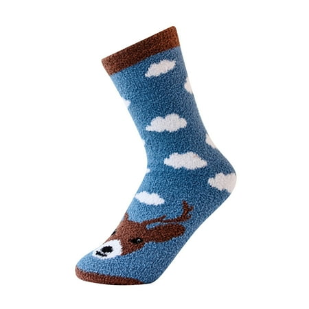 

ERTUTUYI 1 Pair Of Women Casual Animal Print Cotton Pattern Lady Socks Tube Comfortable Socks Blue