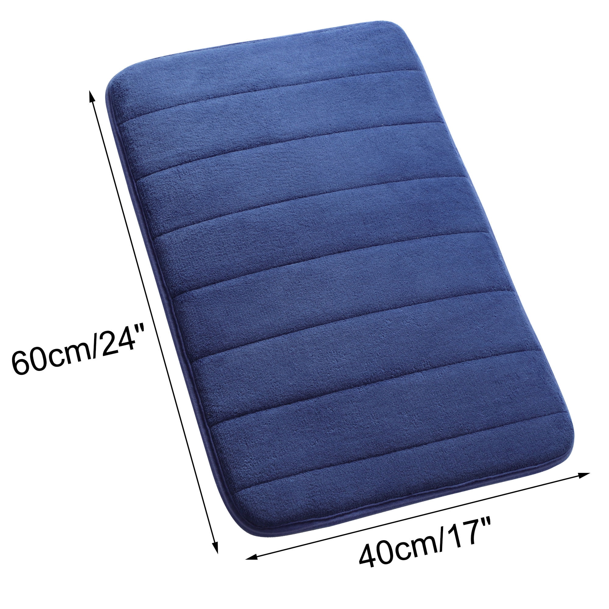 REGALWOVEN 2Pcs Memory Foam Bath Mat Non Skid Velvet Absorb Water Bath Rug  for Bathroom Kitchen Soft Carpet Royal Blue
