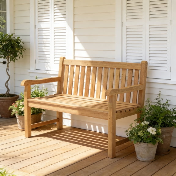 OTSUN Teak Bench Outdoor, 2-Person Wood Garden Bench with 800lb Capacity All-Weather Durable Fade-Resistant, Suitable for Courtyard Lawn Park Porche Backyard Patio & Deck