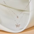 thumbnail image 4 of Collares para mujer, collar de mariposa brillante, exquisito collar de cadena de clavícula de doble capa, joyería, collar de regalo, colgante, 4 of 5