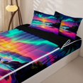 thumbnail image 3 of Manfei Pretty Sunset Zipper Twin Comforter Sets with Fitted Sheet and 2 Pillowcases,Multicolor Ocean Waves Zipper Bedding Set,Black Reversible,4pcs, 3 of 8