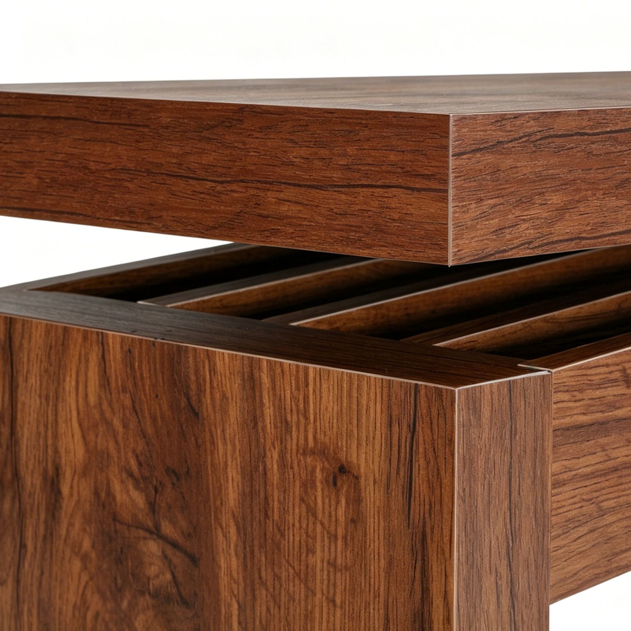 GDF Studio 62.2" Modern Console Table with Curved Apron & Geometric Inlay, Narrow Entryway Design, Walnut